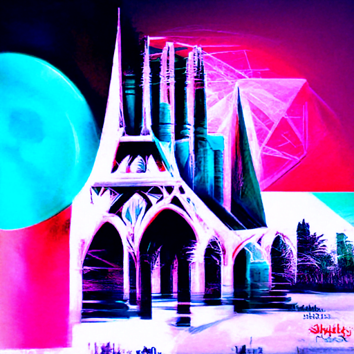 a beautiful painting of futuristic french gothic architecture sacred geometry anaglyphic chillwave [Disco Diffusion v5] 772660004