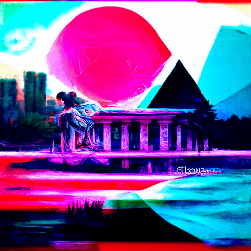 a creepy painting of neoclassical sacred geometry anaglyphic chillwave with glitchart sunset [Disco Diffusion v5] 1614115619