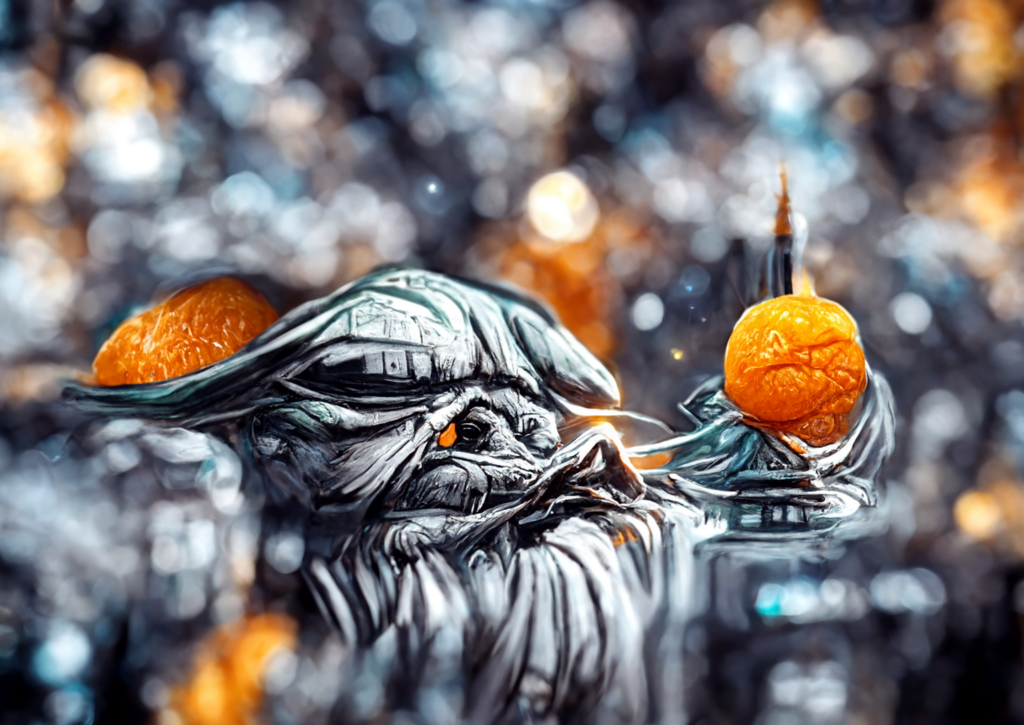 a mandarin orange in space star wars by dan mumford trending on artstation in a galaxy far away space ships yoda [Disco Diffusion v5] 1871215912