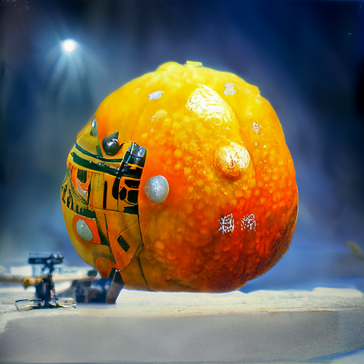 a mandarin orange on the set of star wars with humanoid robots by chris foss trending on artstation [Disco Diffusion v5] 1722508457