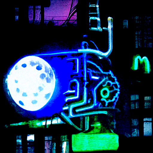 a mechanical moon cybernetic neon lights [Disco Diffusion v5] 1967211152