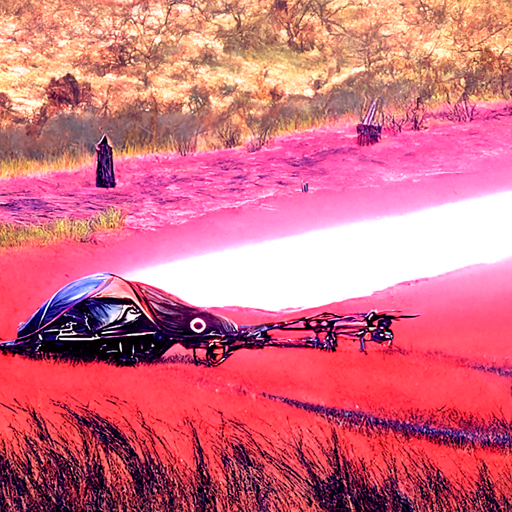 an ancient cybernetic spacecraft in a peaceful field by Wayne Barlowe trending on artstation [Disco Diffusion v5] 1377096908