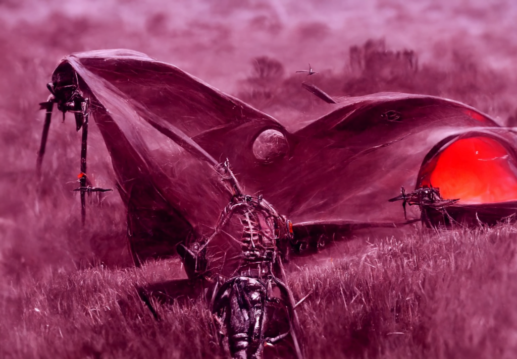 an ancient cybernetic spacecraft in a peaceful field by Wayne Barlowe trending on artstation [Disco Diffusion v5] 177084850