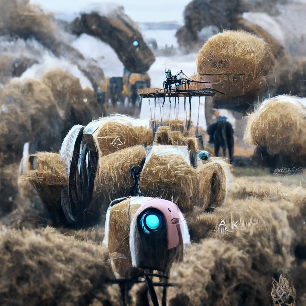robotic machines farming a field of hay by alfred kubin and alena aenami trending on artstation [Disco Diffusion v5] 292846748