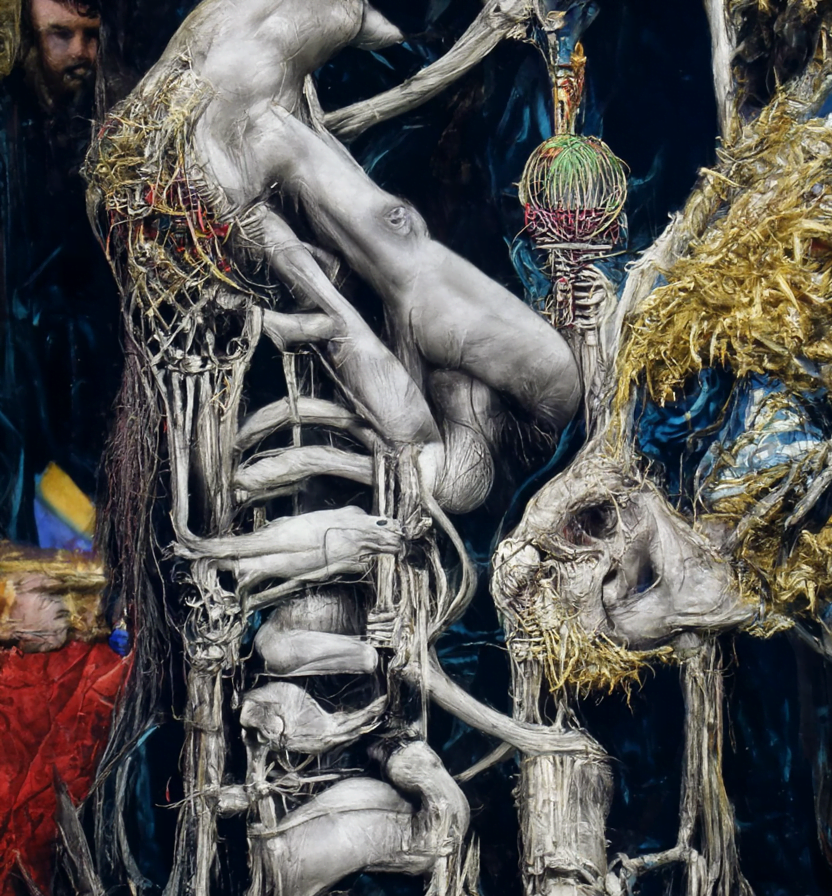 the anatomy of a monster skeletal system 35mm trending on artstation beautiful by Ernst Fuchs [Disco Diffusion v5] 1149371067