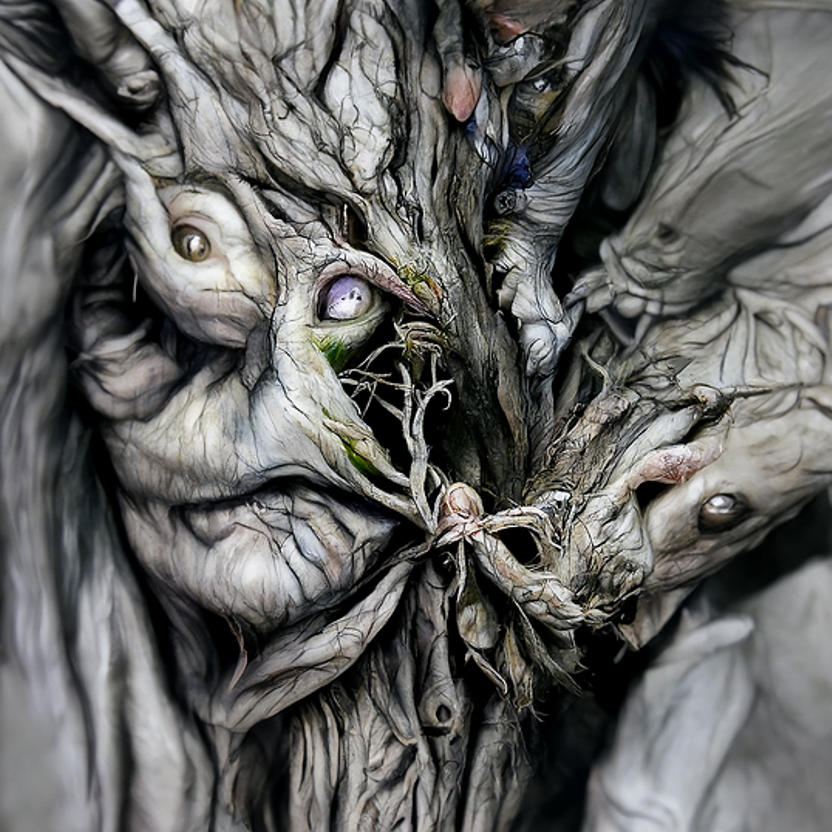 the haunted tree comes to life by Brian Froud trending on artstation hyperdetailed [Disco Diffusion v5] 1501983160