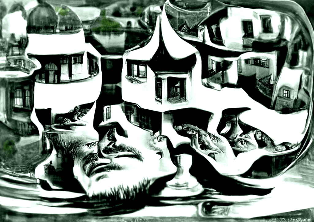 the reflection of your mind palace by escher mc escher [Disco Diffusion v5] 1977491353