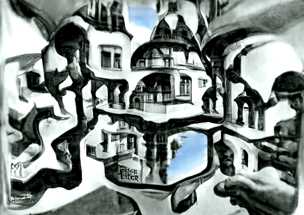 the reflection of your mind palace by escher mc escher [Disco Diffusion v5] 940642341