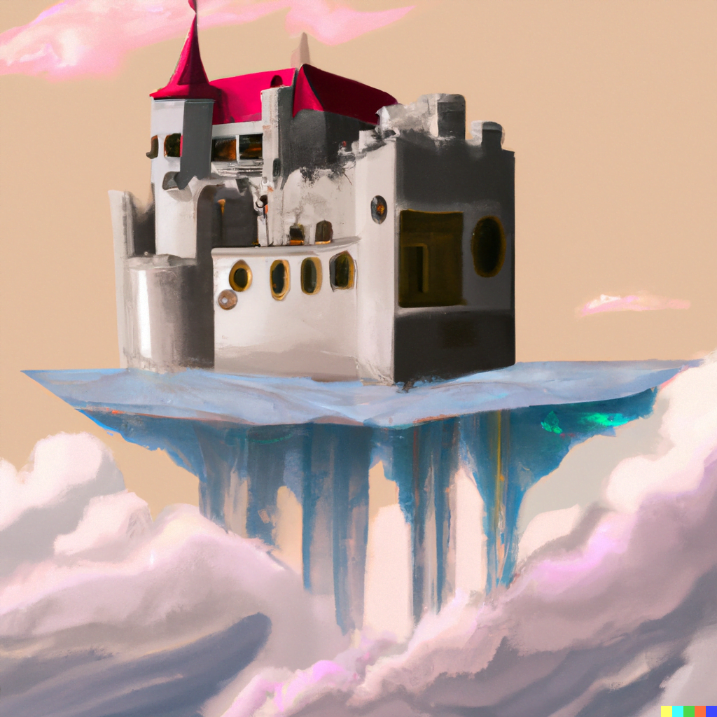 DALL·E 2022-07-12 23.32.36 – a beautiful digital illustration of a floating castle on an island in the sky by Felix-Kelly