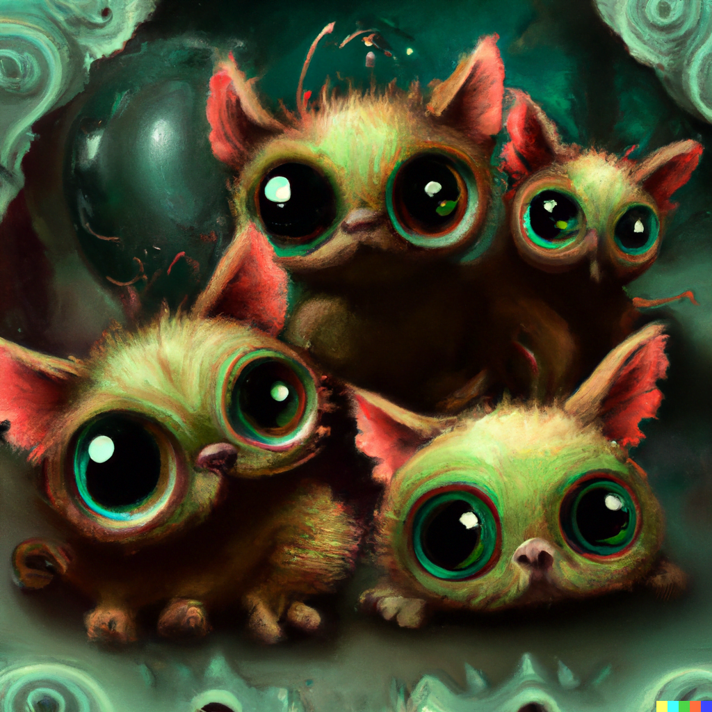 DALL·E 2022-07-12 23.44.16 – cute Cthulhu kittens with big eyes by Daniel Merriam