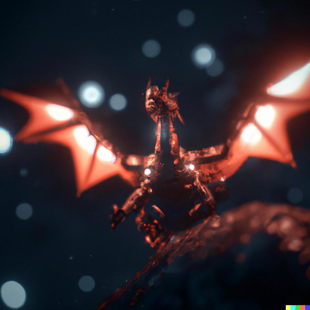 DALL·E 2022-07-13 00.11.11 – a demonic dragon spreading its wings Unreal Engine CryEngine beautiful dark 8k resolution bokeh