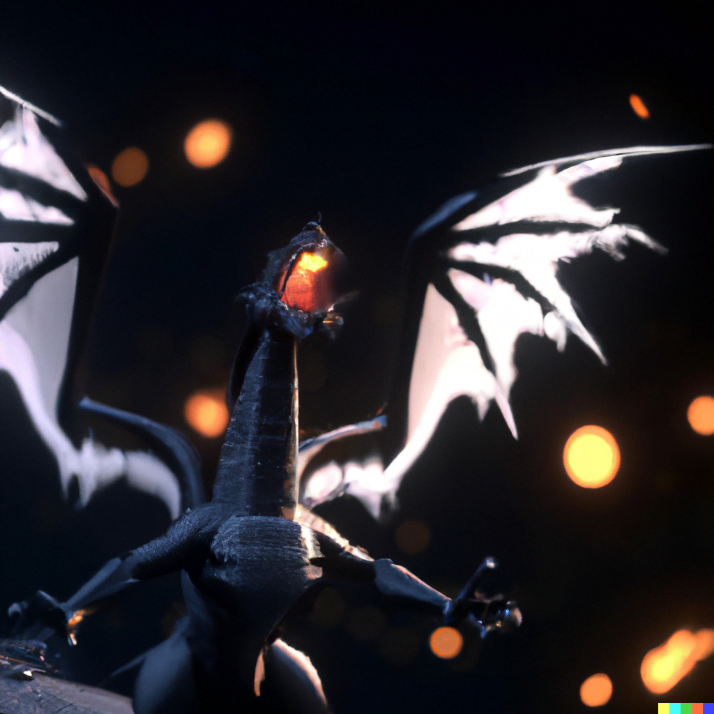 DALL·E 2022-07-13 00.11.22 – a demonic dragon spreading its wings Unreal Engine CryEngine beautiful dark 8k resolution bokeh