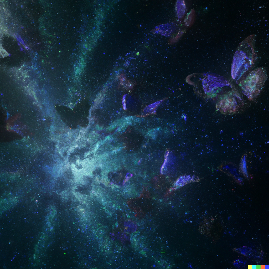 DALL·E 2022-07-13 23.27.21 – galactic supernova butterflies concept art dark digital illustration Unreal Engine render beautiful