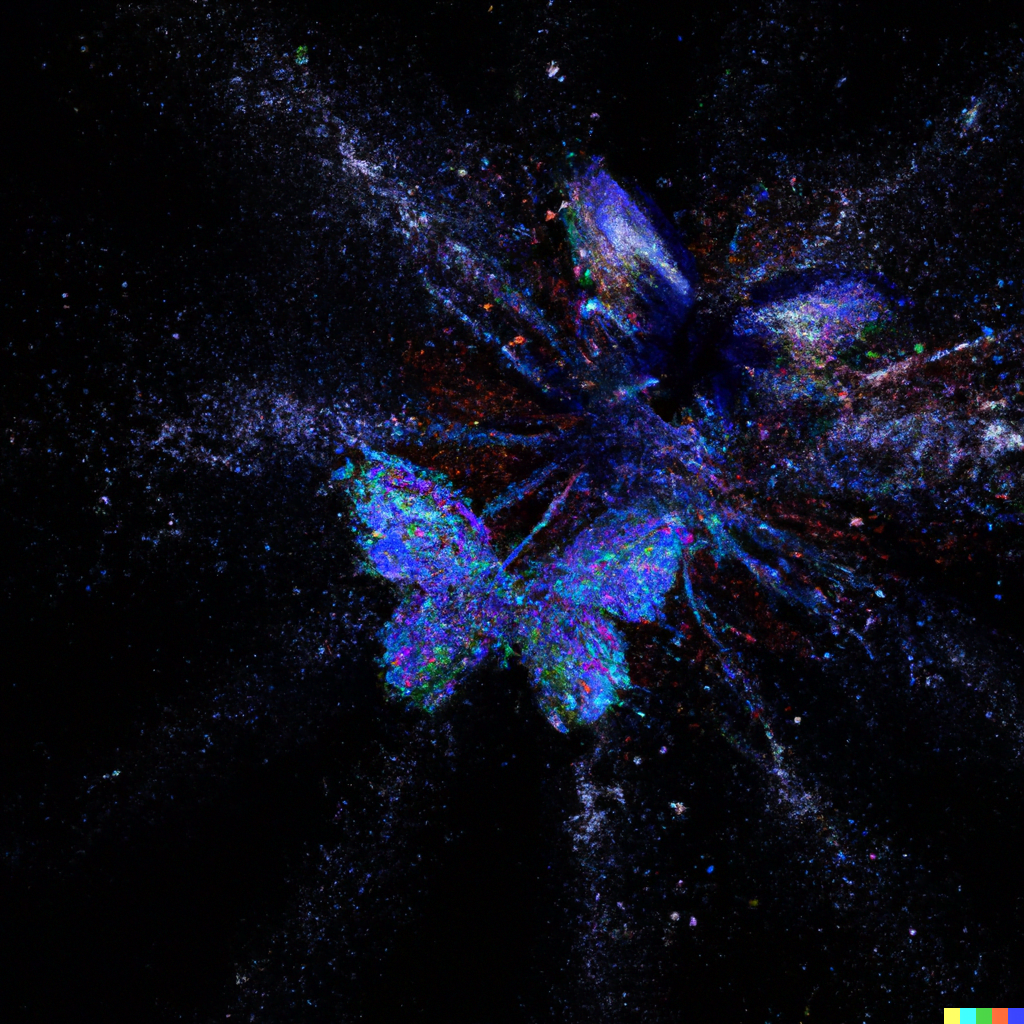 DALL·E 2022-07-13 23.27.25 – galactic supernova butterflies concept art dark digital illustration Unreal Engine render beautiful