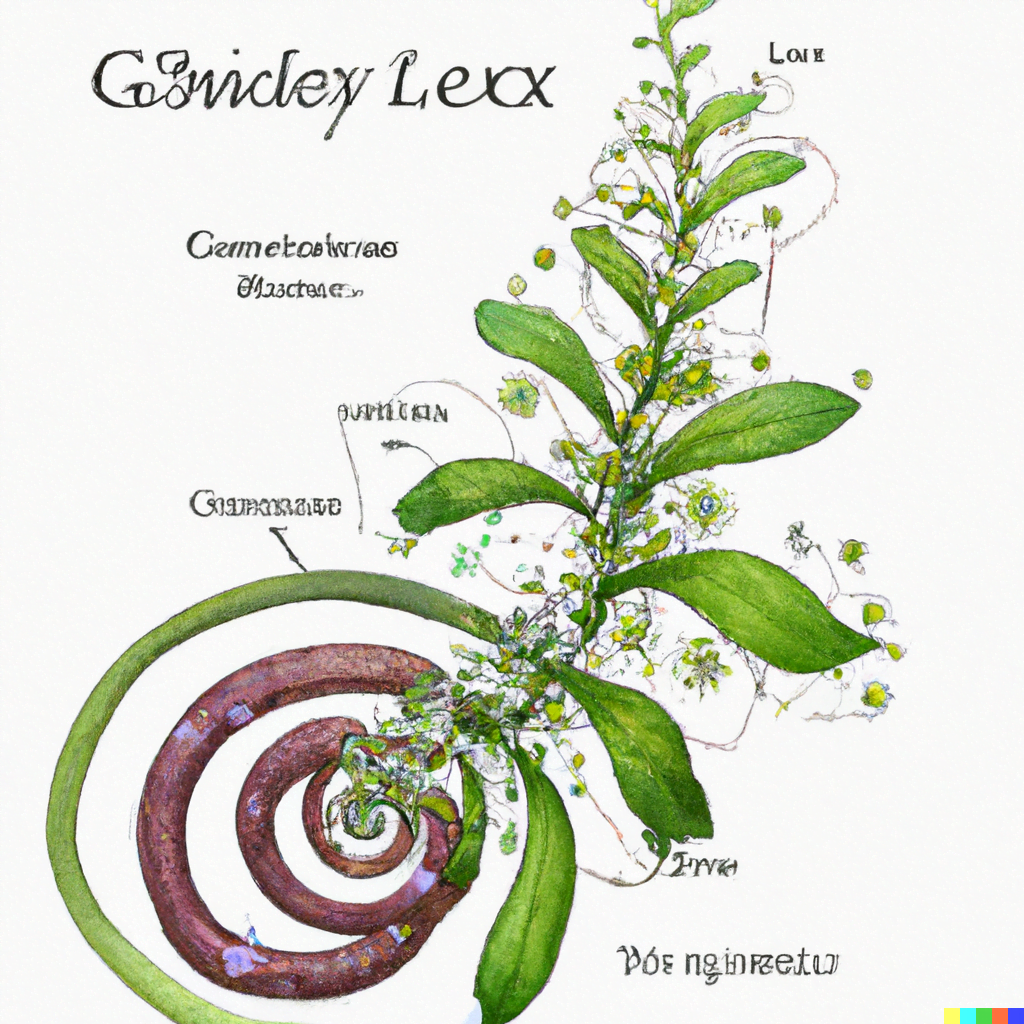 DALL·E 2022-07-14 00.30.56 – Botanical Illustration Of a spiraling vine scientific diagram of a galax