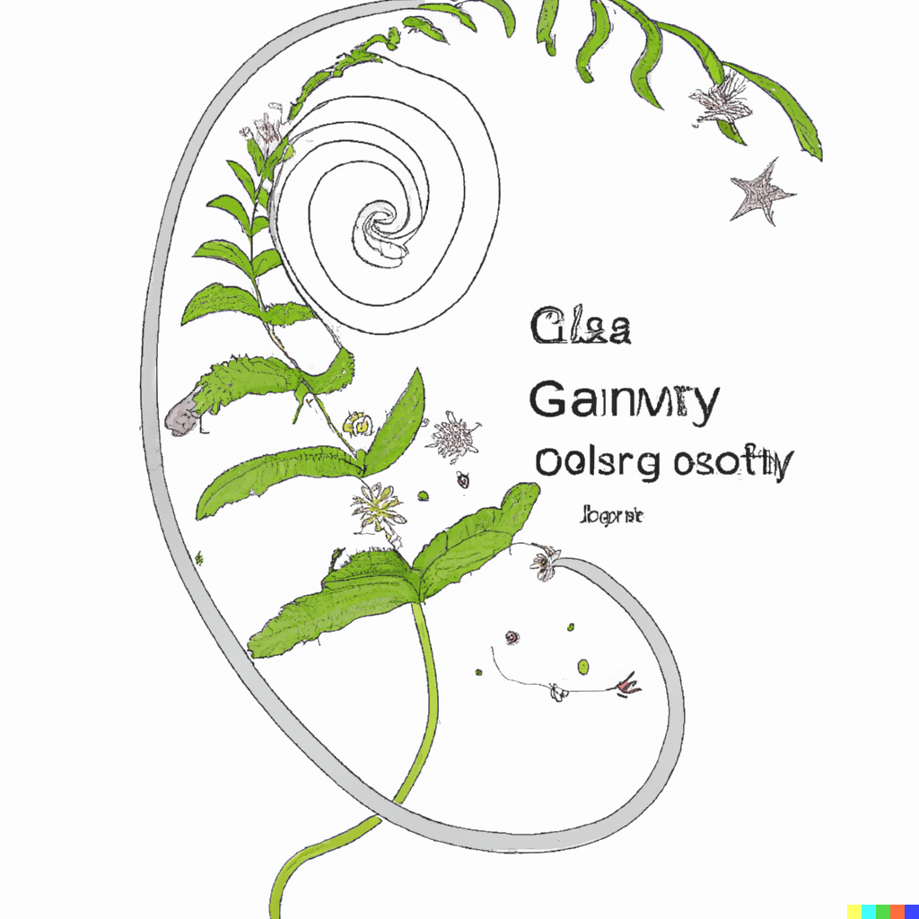 DALL·E 2022-07-14 00.31.03 – Botanical Illustration Of a spiraling vine scientific diagram of a galax