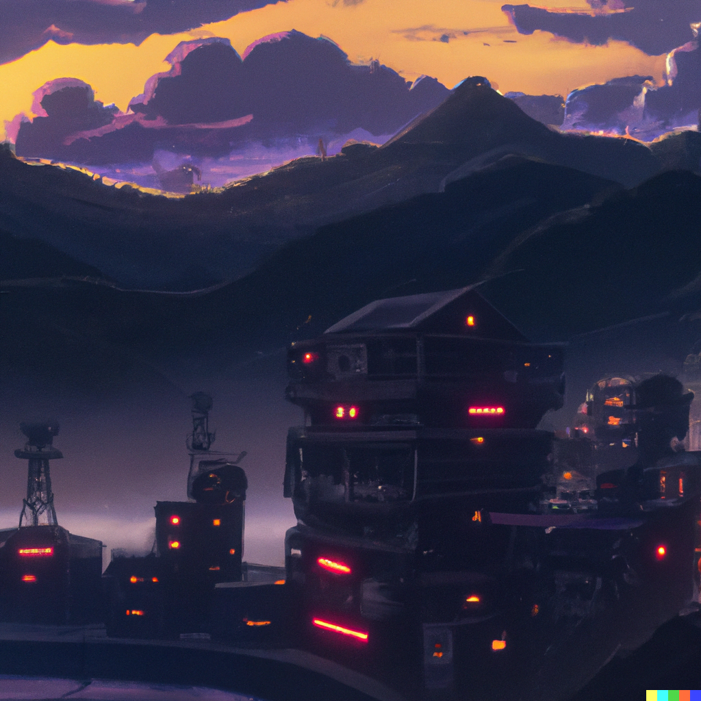 DALL·E 2022-07-14 20.38.02 – a small forgotten japanese cyberpunk village in the style of studio ghibli and bladerunner (1)