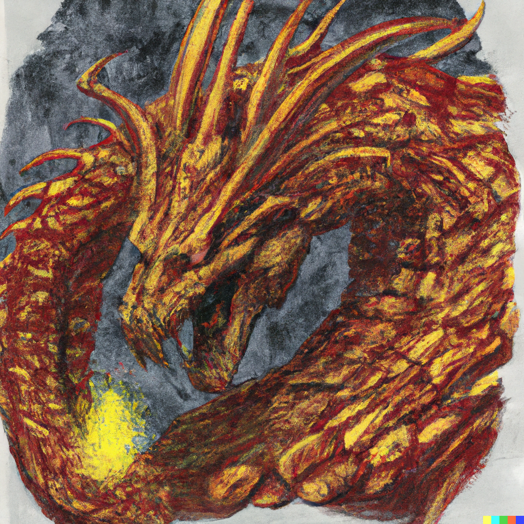 DALL·E 2022-07-14 20.55.08 – an elder brain dragon by Vincent Di Fate