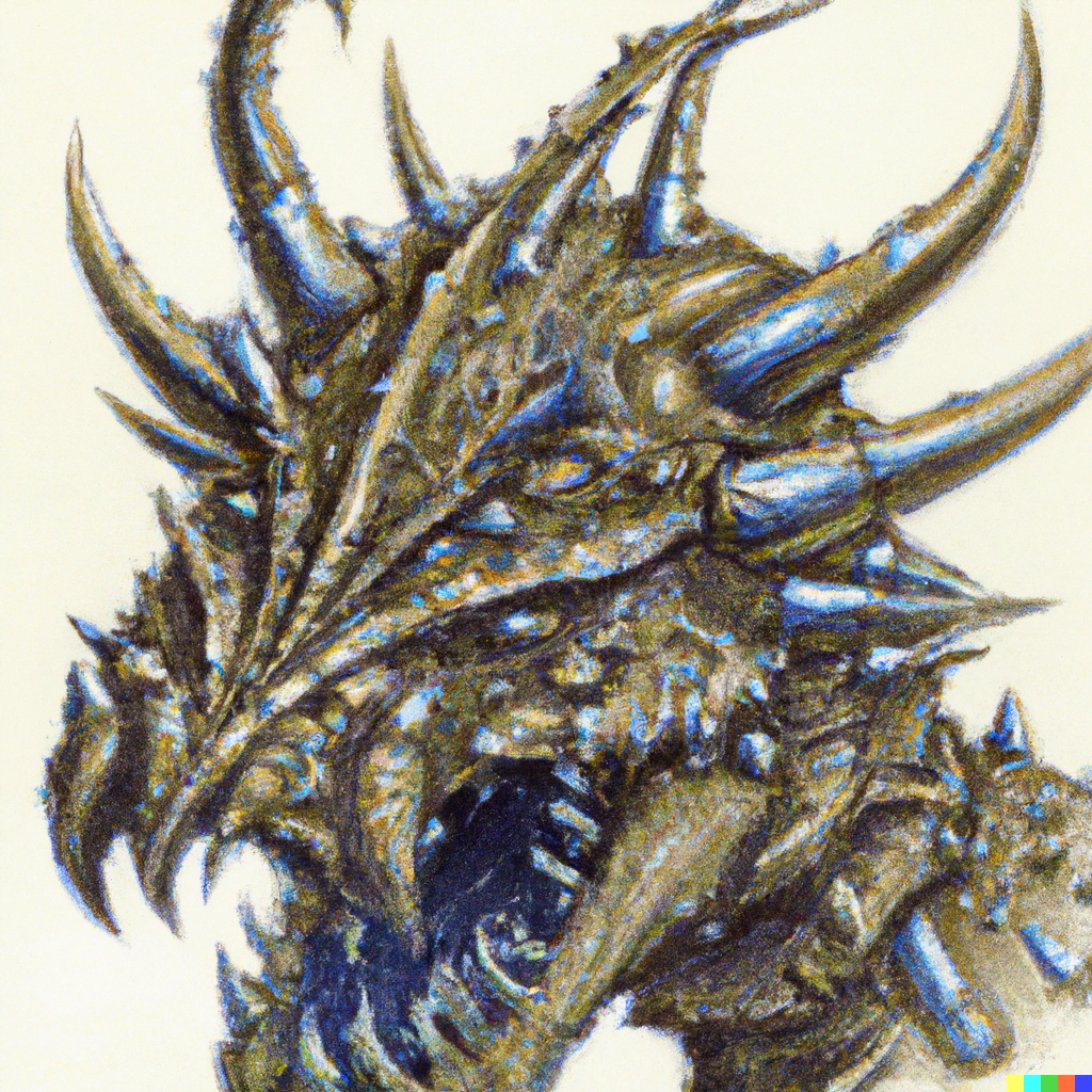 DALL·E 2022-07-14 20.55.25 – an elder brain dragon by Vincent Di Fate