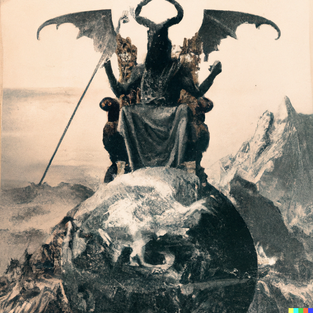 DALL·E 2022-07-14 21.21.57 – The Emperor sits on a ram-adorned throne, a symbol of Mars. He holds an ankh scepter in his right hand, and a globe, symbol of domination, in his lef