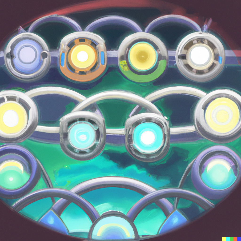 DALL·E 2022-07-14 21.55.56 – a digital illustration of the halo rings from the video game by Hayao Miyazaki