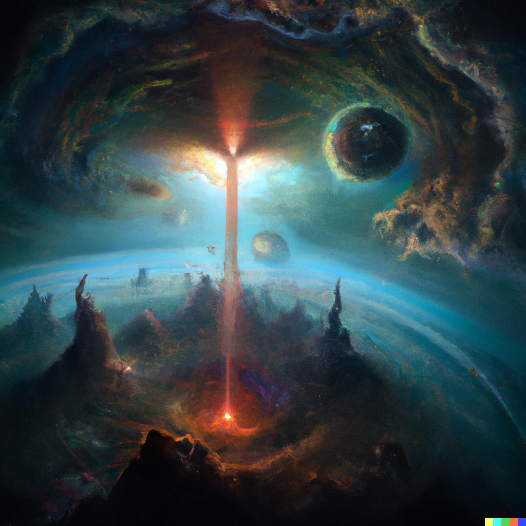 DALL·E 2022-07-15 22.10.55 – the world exploding as seen from space in The Style Of Zdzisław Beksiński, Digital Art