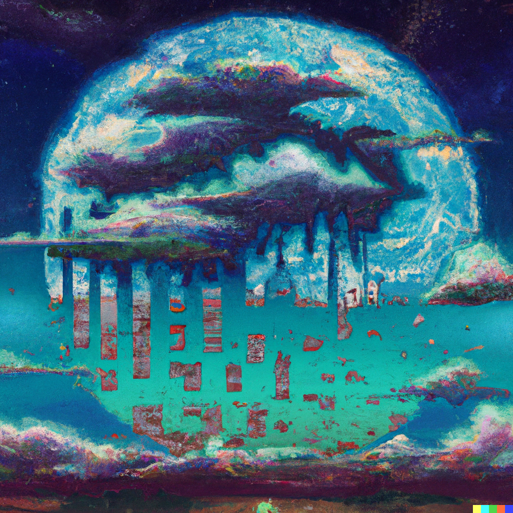 DALL·E 2022-07-15 22.16.49 – the world exploding as seen from space in The Style Of Zdzisław Beksiński, Digital Art pixel art