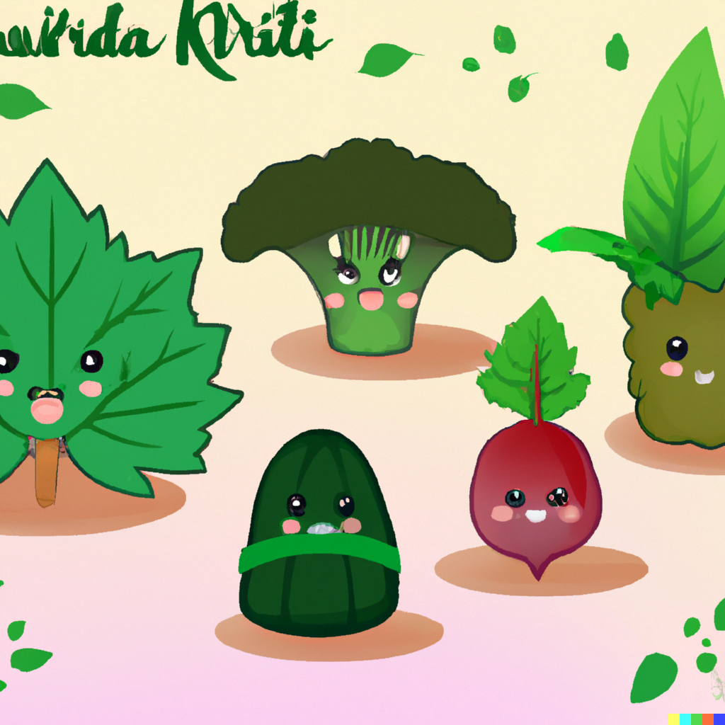 DALL·E 2022-07-16 10.29.20 – cute fruits and vegetable characters like a studio ghibli film chibi