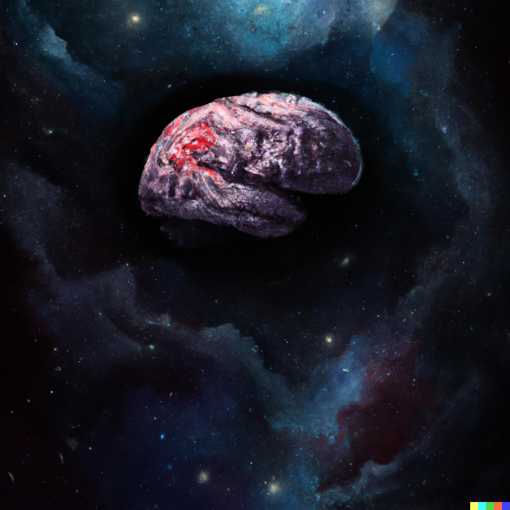 DALL·E 2022-07-16 23.28.23 – a galaxy brain floating in space digital painting magical gustave dore