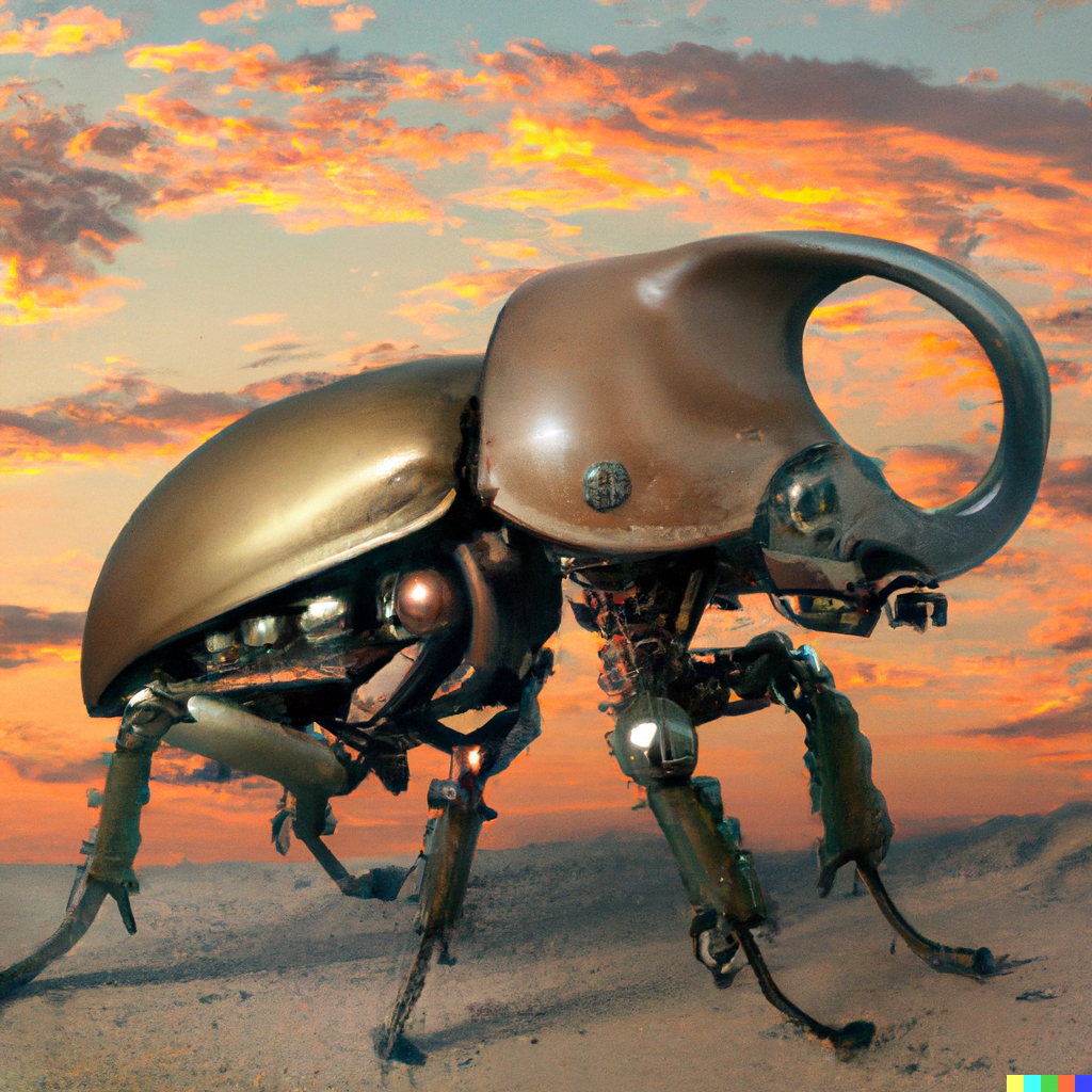DALL·E 2022-07-17 15.00.02 – a mechanical elephant beetle by TIM WHITE