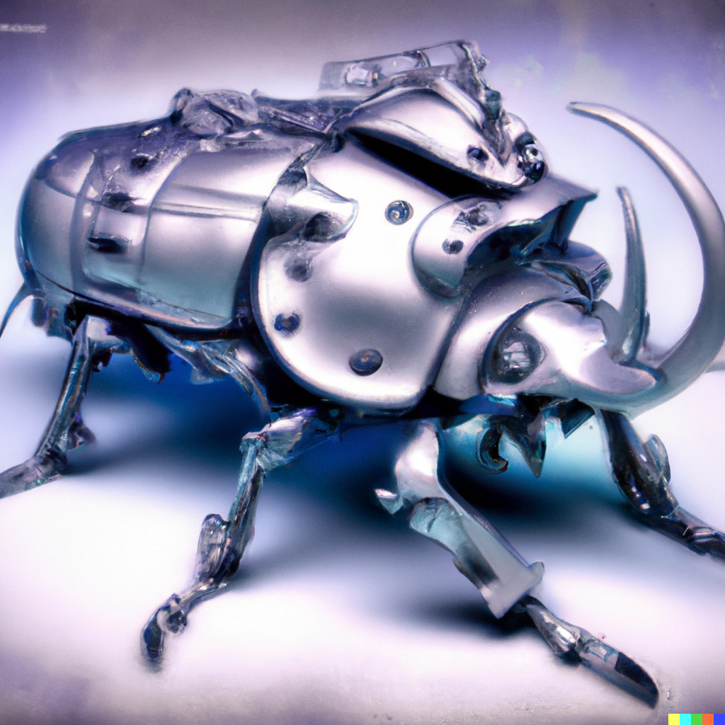 DALL·E 2022-07-17 15.00.07 – a mechanical elephant beetle by TIM WHITE