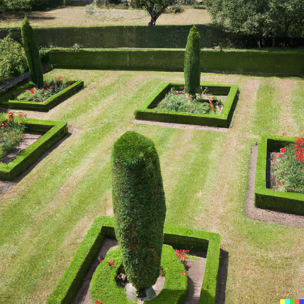 DALL·E 2022-07-17 15.08.21 – a fantastic castle garden by John Stephens