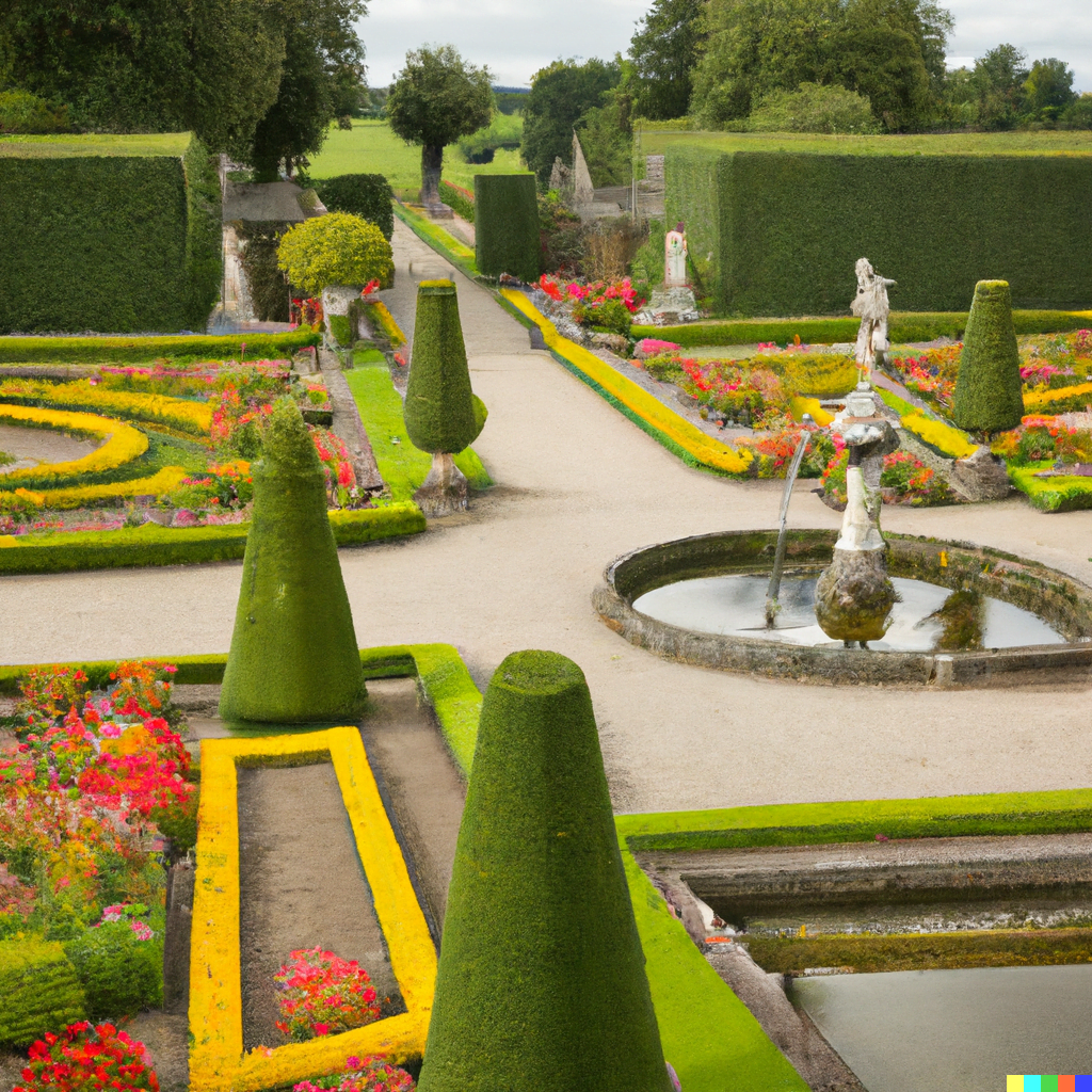 DALL·E 2022-07-17 15.08.36 – a fantastic castle garden by John Stephens