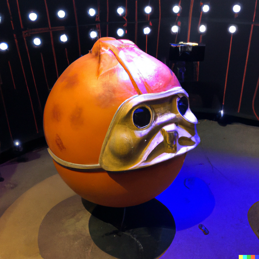 DALL·E 2022-07-18 00.01.24 – a life-sized mandarin orange inside starwars star wars universe