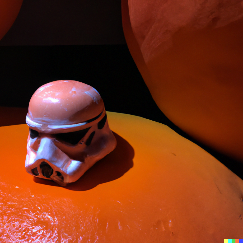 DALL·E 2022-07-18 00.01.39 – a life-sized mandarin orange inside starwars star wars universe