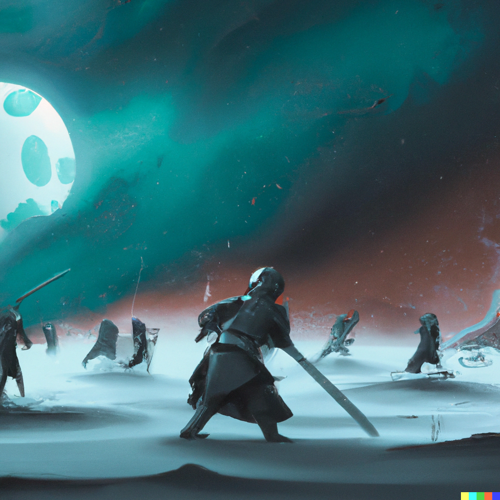 DALL·E 2022-07-18 00.02.28 – major jedi battle on the moon digital painting