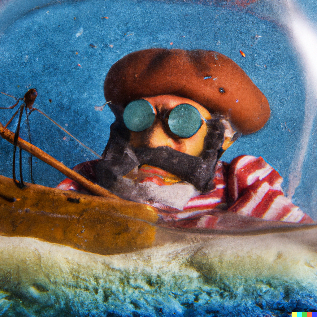 DALL·E 2022-07-19 12.40.27 – Captain Ahab’s appearance is terrifying and intense. He has gray hair, a scorched face, and a giant scar running down his face and torso. Captain Aha