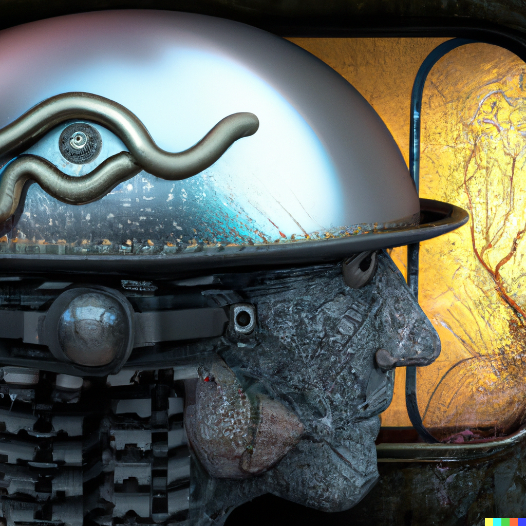 DALL·E 2022-07-24 20.55.02 – a cyborg brain steampunk by gustave dore and Zdzislaw-Beksinski and studio ghibli render a thought