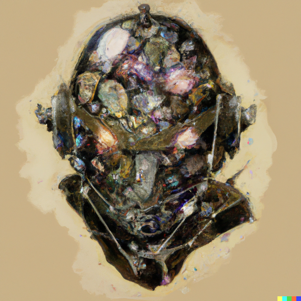 DALL·E 2022-07-24 20.56.16 – a cyborg brain made of gems steampunk by gustave dore and Zdzislaw-Beksinski and studio ghibli