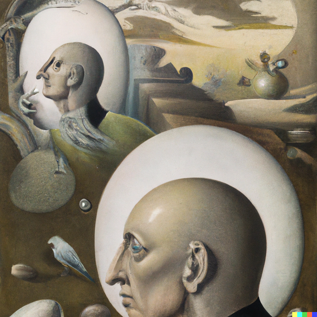 DALL·E 2022-07-24 21.01.03 – Not to be Reproduced Rene Magritte gustave dore Zdzislaw Beksinski