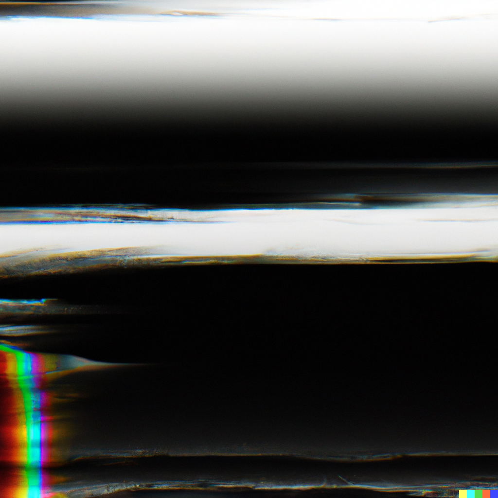DALL·E 2022-08-04 22.32.39 – the horizon of a monochromatic alien landscape with a glitch art rainbow Rob Sheridan