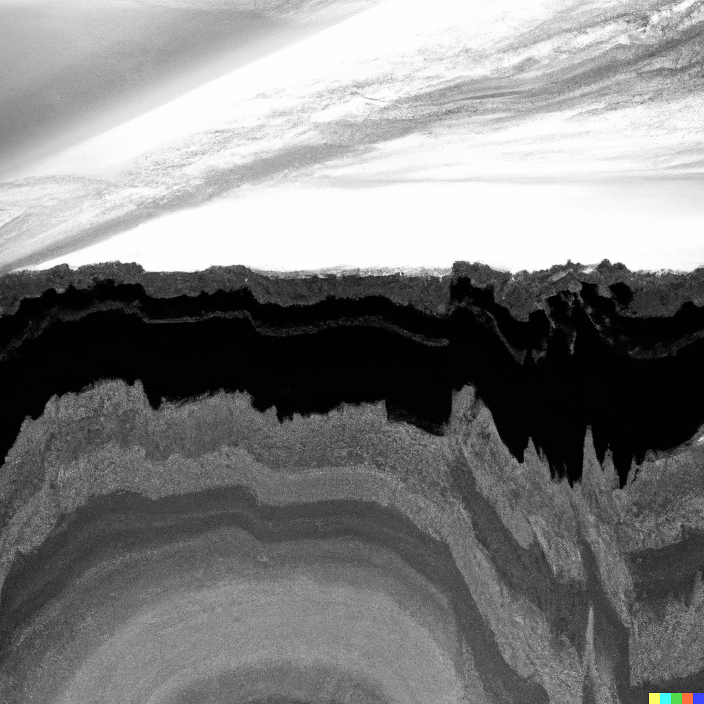 DALL·E 2022-08-04 22.32.44 – the horizon of a monochromatic alien landscape with a glitch art rainbow Rob Sheridan