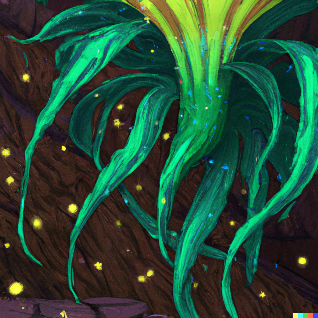 DALL·E 2022-08-10 22.10.13 – abyssal plant flower hyperbeast by Brock Hofer digital art, ArtStation GTA cover comics style global illumination Volume lighting Pixar and Disney ton