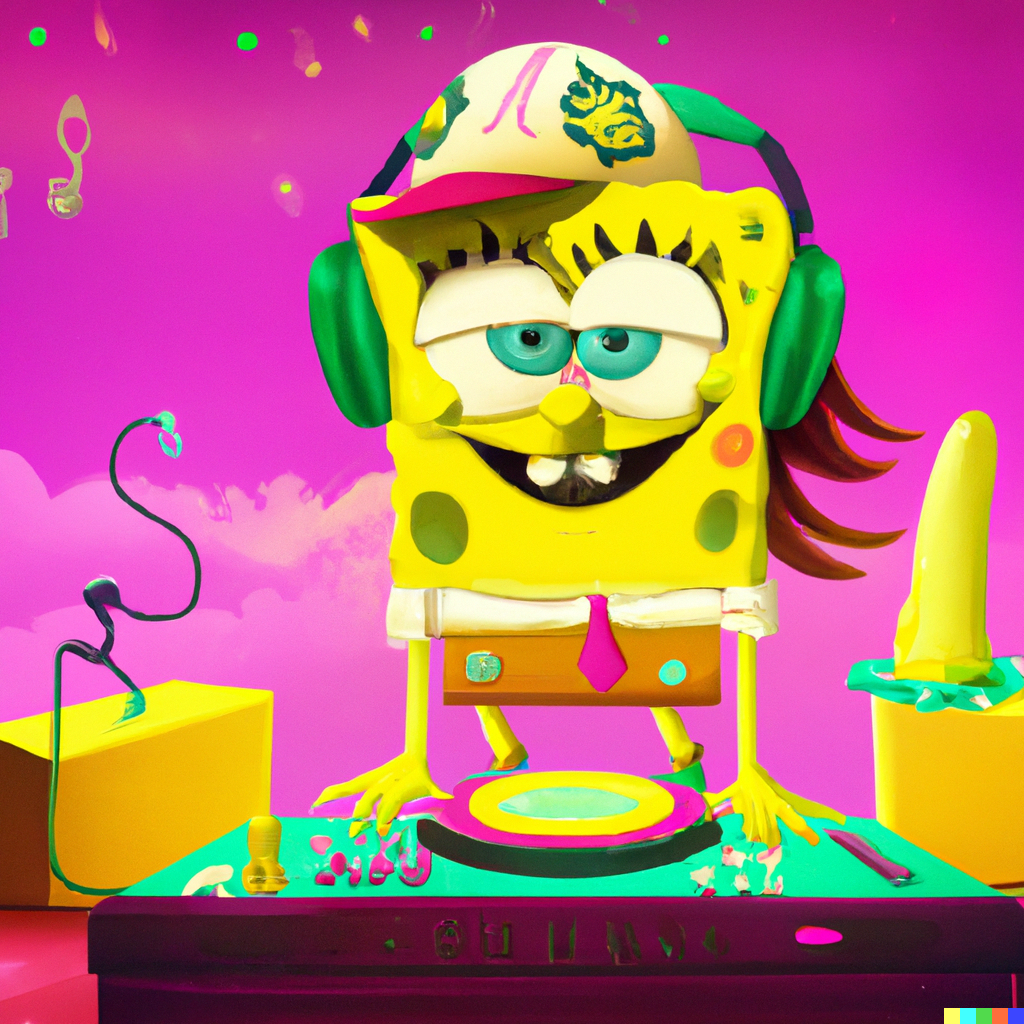 DALL·E 2022-08-10 22.11.07 – spongebob dj’ing at coachella nickelodeon 90s cartoons