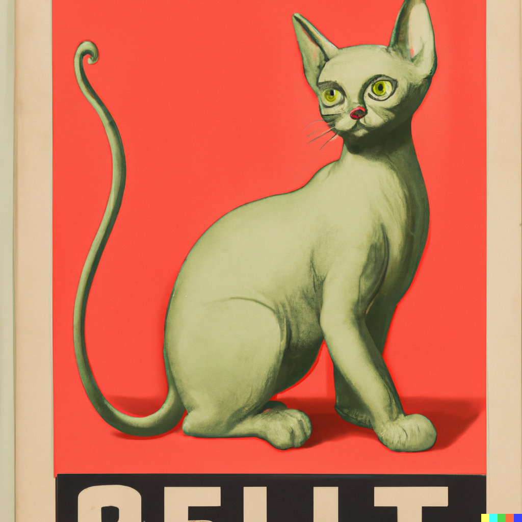 DALL·E 2022-08-13 16.10.55 – soviet era Propaganda Poster of a Sphynx Cat
