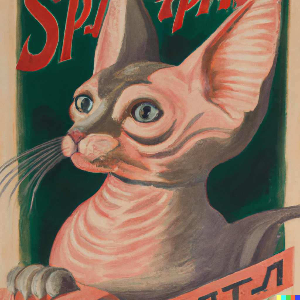 DALL·E 2022-08-13 16.10.58 – soviet era Propaganda Poster of a Sphynx Cat