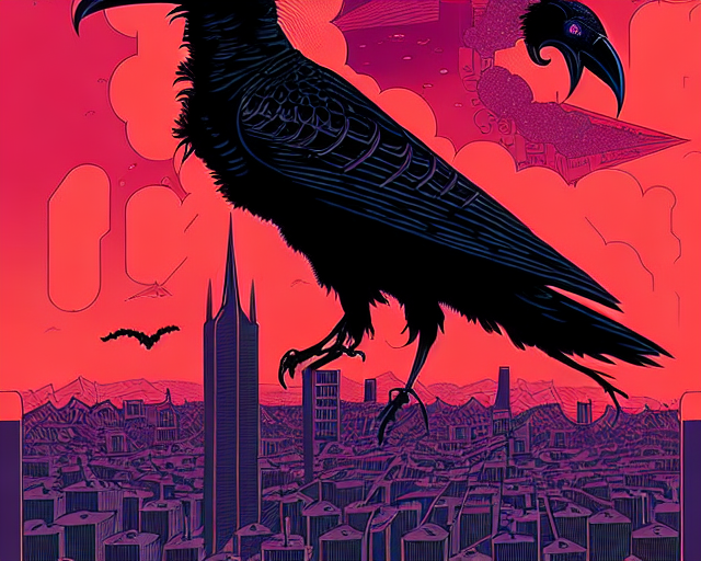 dream of a demonic raven in a city by Kilian Eng and Tim Doyle