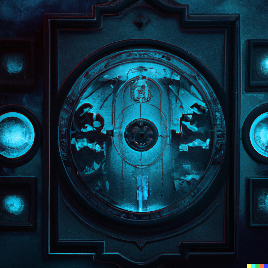 DALL·E 2022-08-26 21.17.53 – _a revolving wheel which represents the wheel of life. In each corner of the card we see four winged creatures sitting upon clouds. These creatures re