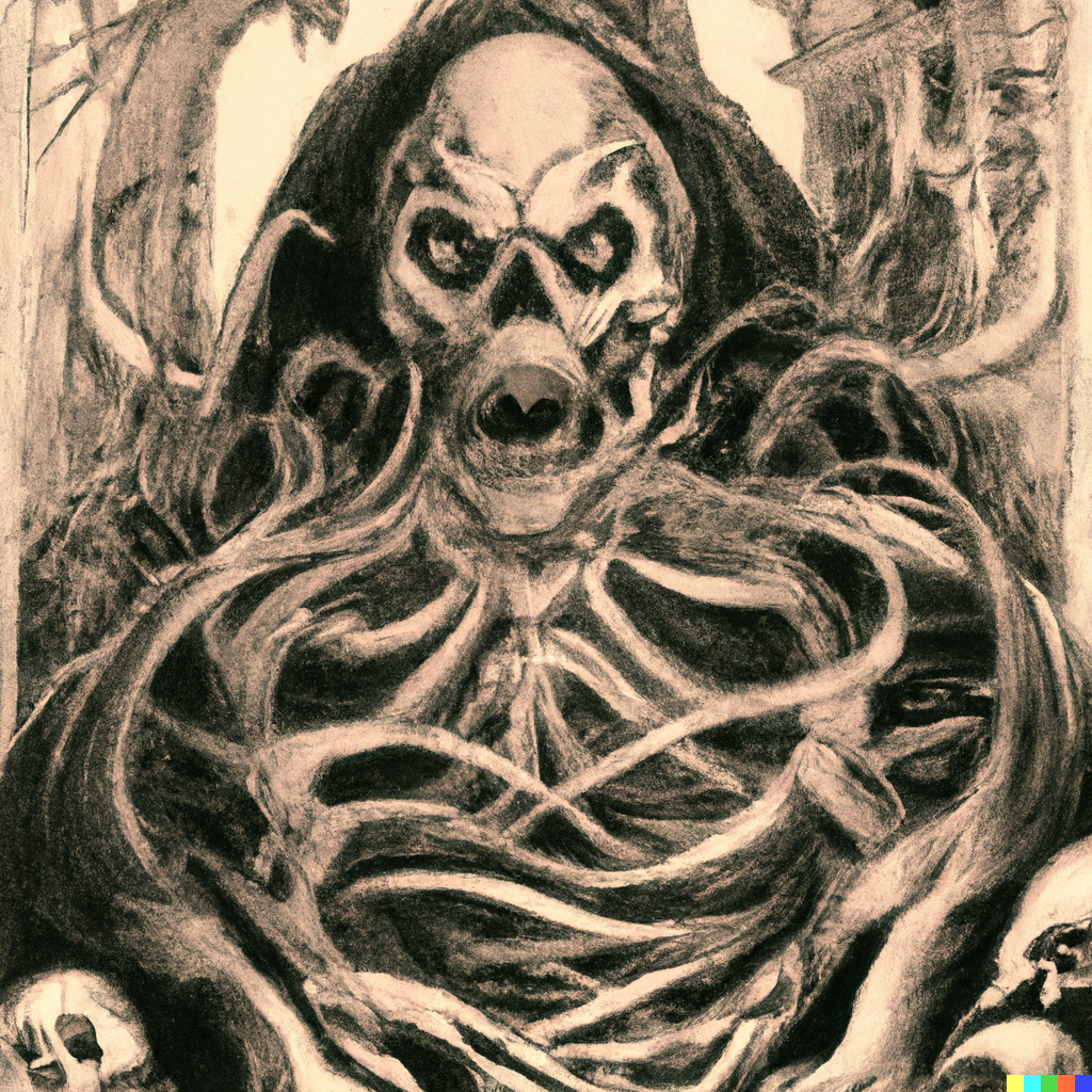 DALL·E 2022-09-01 18.18.57 – portrait of death as a large lovecraftian monster by albert aublet, krenz cushart, artem demura, alphonse mucha
