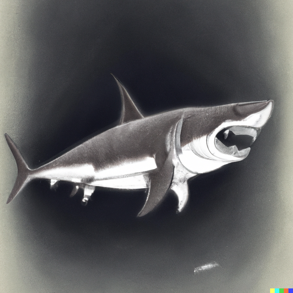 DALL·E 2022-09-01 18.19.08 – a great megalodon in the style of pittura infamante